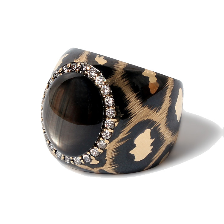 Bianca ring K18 / Pt900 -Blackstar Sapphire